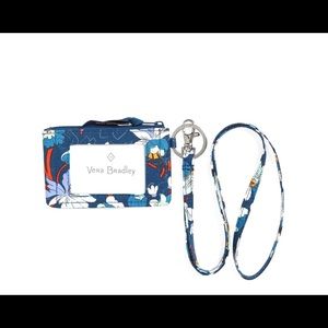 Vera Bradley Zip ID Case and Lanyard Cotton in Floral Bursts NWT